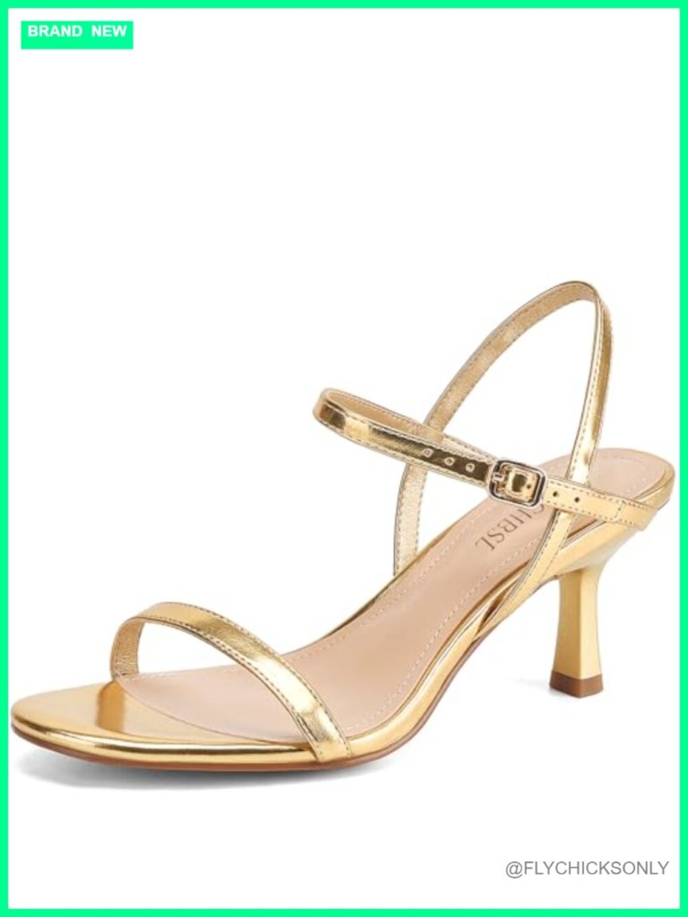 Kitten Heels Women Round Open Toe Strappy Low Heeled Sandals Ankle Strap